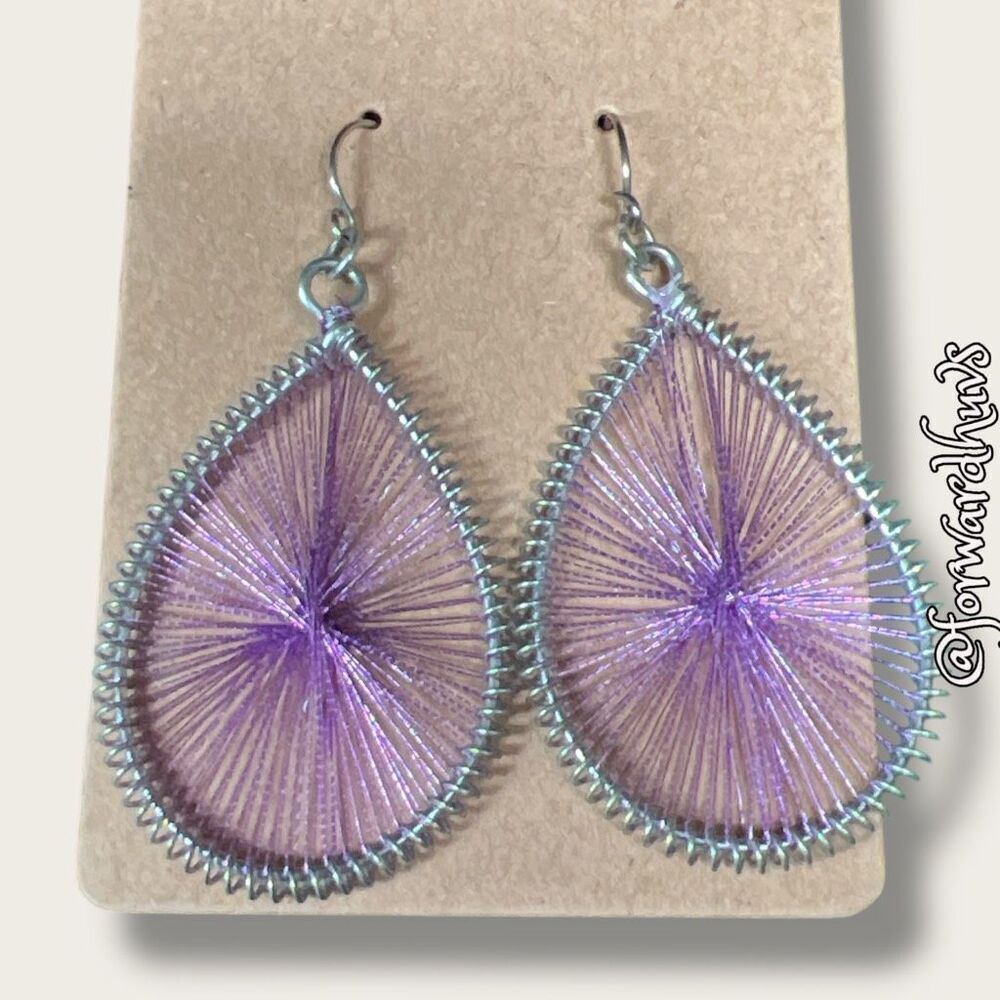 Bundle Sale 3 for $15 | Handmade Purple String Teardrop Earrings